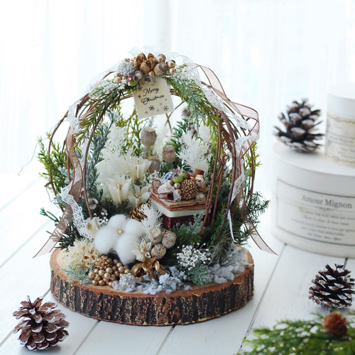 鳥かご風クリスマスアレンジ アートフラワー Amour Mignon 通販