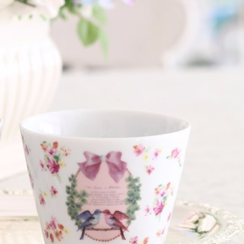 ポーセラーツ♡ピンクの小花柄・ヨーグルトカップ 蕎麦猪口 お椀