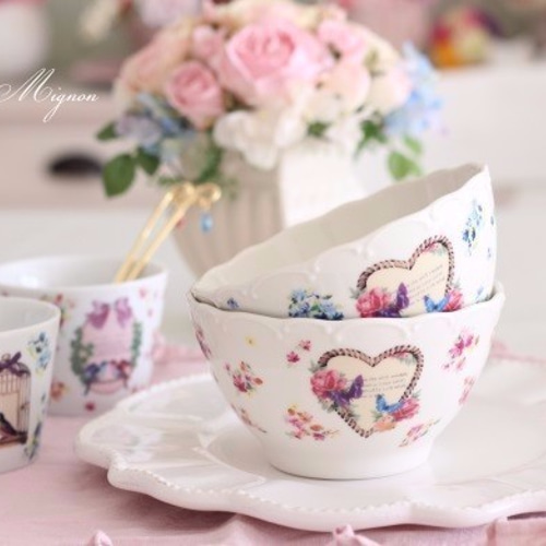 ポーセラーツ♡ピンクの小花柄・ヨーグルトカップ 蕎麦猪口 お椀