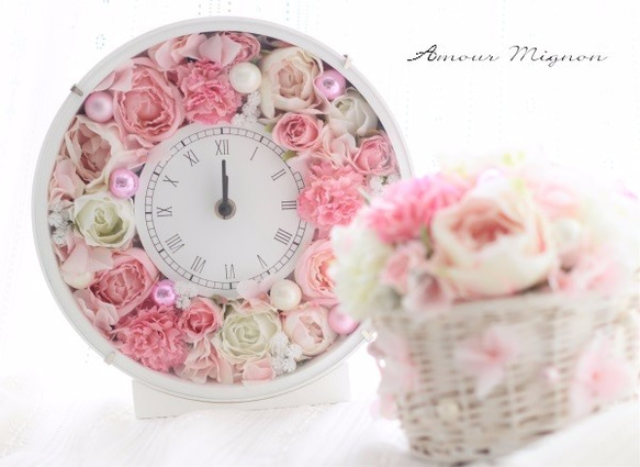 ピンクのお花がいっぱい＊花時計　ギフトボックス付き 1枚目の画像