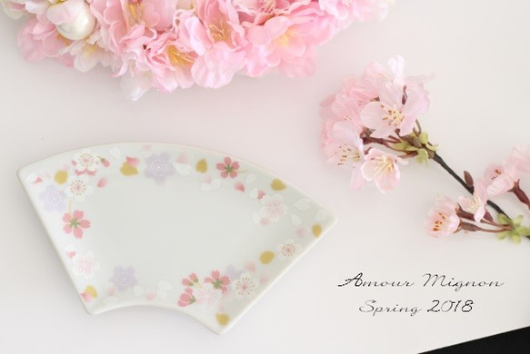 桜満開　扇皿プレート　1枚 3枚目の画像