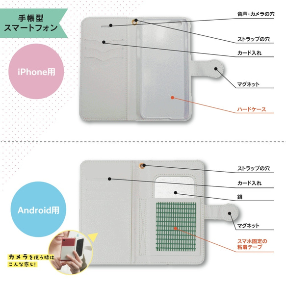 こぎん刺し スマホカバー手帳型 5枚目の画像