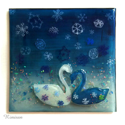 【Creema限定】「　雪の日に　」（額装プラバン画）絵のある暮らし　一点物　☆クリスマス☆ 5枚目の画像