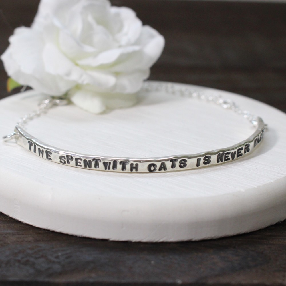 【TIME SPENT WITH CATS…】猫と過ごす時間　シンプルシルバーブレスレット / 3mm
