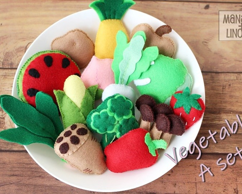 最も完璧な 八百屋さんセットA おままごと フェルト 野菜 ギフト おもちゃ クラフト・布製品