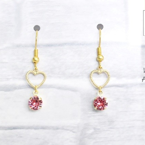ハート フープ ピアス アクセサリー スワロフスキー ピアス（フック 