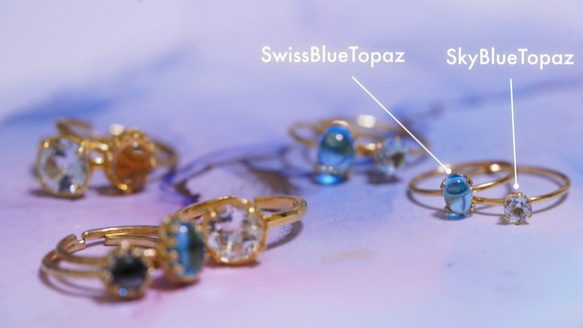 [11月誕生石]瑞士藍色托帕石橢圓形S戒指 第5張的照片