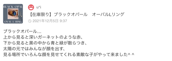 [十月誕生石]黑色蛋白石橢圓形L形戒指 第3張的照片