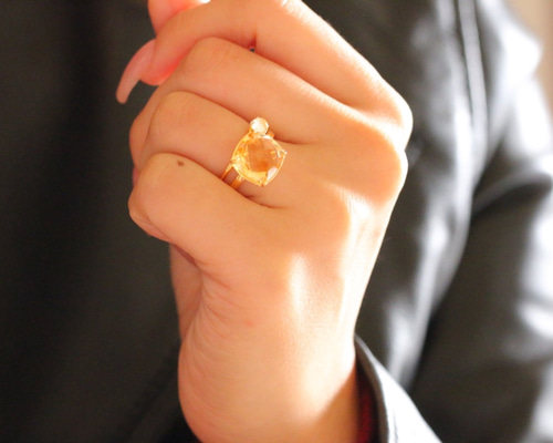 宝石質/9〜13号】quartz ring Citrine シトリン 天然石リング