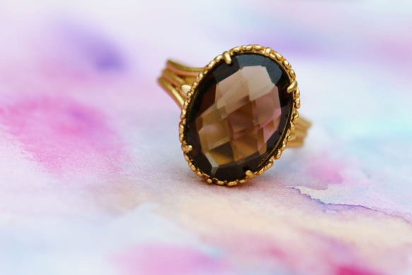 【宝石質】Big Smorky quartz ring スモーキークォーツリング 1枚目の画像