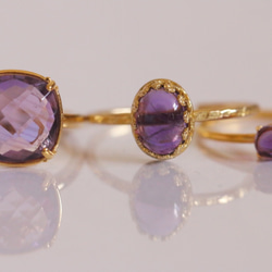[二月誕生石]紫水晶圓形戒指 第1張的照片