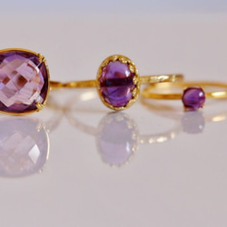 [二月誕生石]紫水晶圓形戒指 第6張的照片