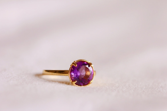 [二月的誕生石]紫水晶小刻面戒指適合所有人 第1張的照片