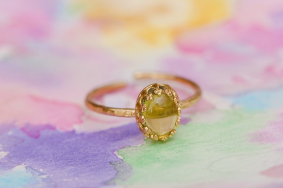 [八月誕生石]橄欖石橢圓形戒指 第5張的照片