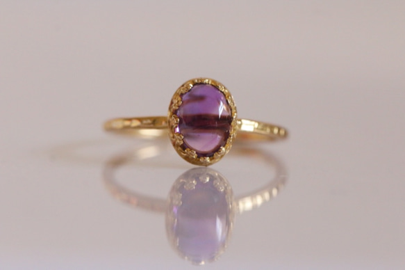 [二月誕生石]紫水晶橢圓形戒指 第3張的照片