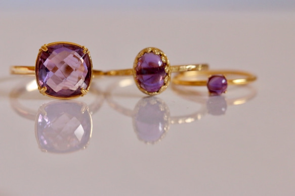 [二月誕生石]紫水晶橢圓形戒指 第5張的照片