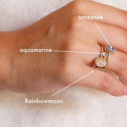 [六月誕生石]彩虹月長石橢圓形戒指 第2張的照片