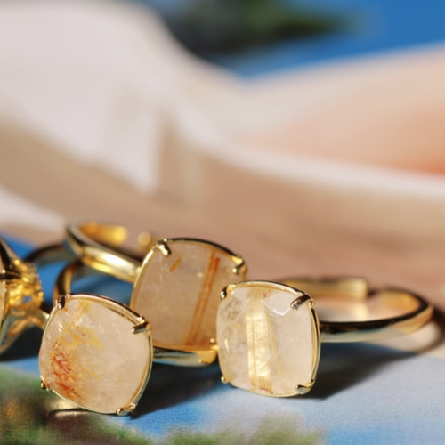 Juvelia ゴールデンシャインムーンストーン　リング Golden Rutile quartz ring ゴールデンルチルクォーツリング