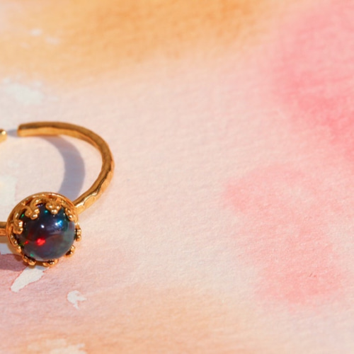 10月誕生石】ブラックオパール フルムーンリング 指輪・リング Juvelia  