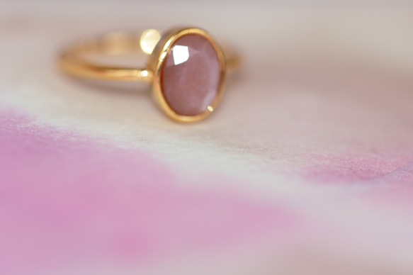 【六月生辰石】巧克力月光石瑪麗戒指 第1張的照片