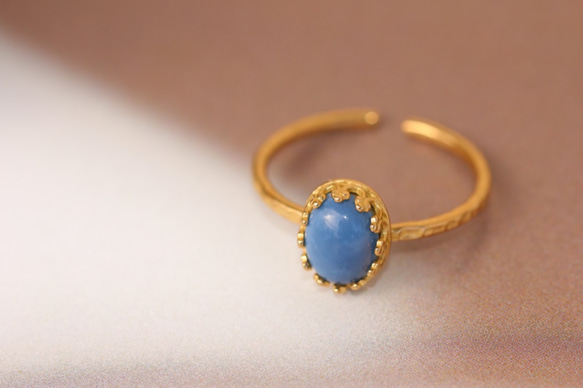 [十月誕生石]藍色蛋白石橢圓形戒指 第2張的照片