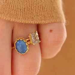 [十月誕生石]藍色蛋白石橢圓形戒指 第4張的照片
