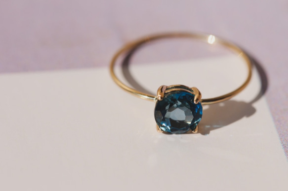 [11月的誕生石]倫敦藍色托帕石10K輝煌6戒指 第5張的照片