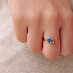 [11月的誕生石]倫敦藍色托帕石10K輝煌6戒指 第6張的照片