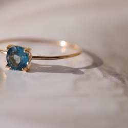 [11月的誕生石]倫敦藍色托帕石10K輝煌4戒指 第5張的照片