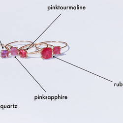 [十月誕生石]粉紅碧璽10K圓形4枚戒指 第6張的照片
