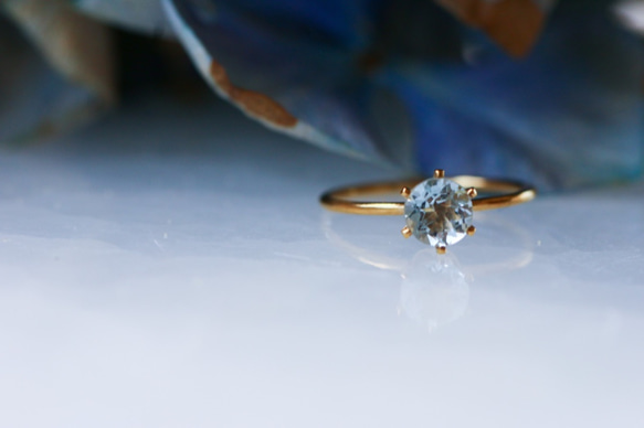 [三月誕生石]海藍寶石輝煌L形戒指 第2張的照片