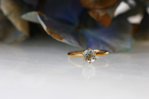 [三月誕生石]海藍寶石輝煌L形戒指 第4張的照片