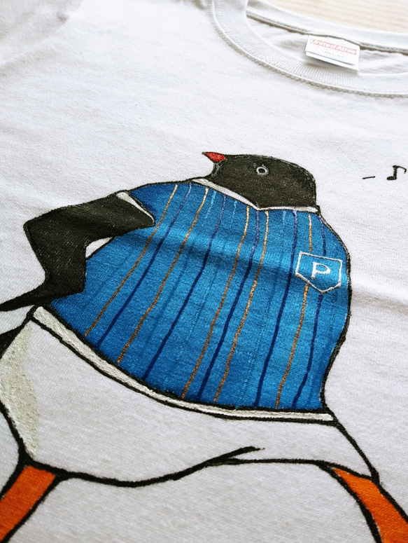 手描き染めTシャツ(Baby120)サッカーペンギン 2枚目の画像