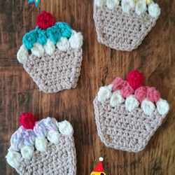 cute♥手編みのカップケーキコースター 2枚目の画像