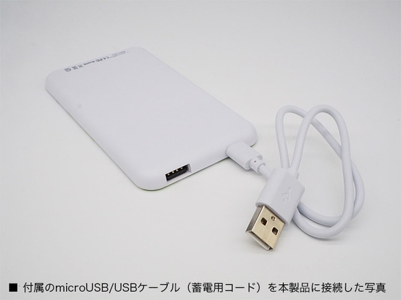 ブルーのかわいい木立とスノーの雪景色 蓄電用コード付 モバイルバッテリー「雪の森」2341 5枚目の画像