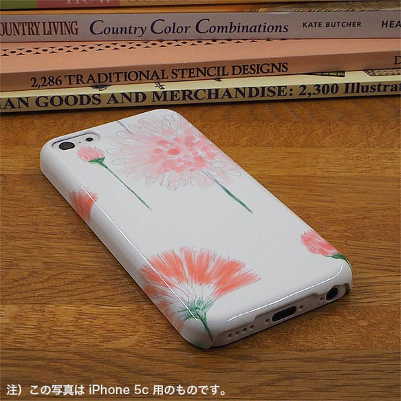 かわいい赤やピンクの花柄スマホケース　花々ピンク　各メーカー各機種用　はめ込み 背面カバー型 3枚目の画像