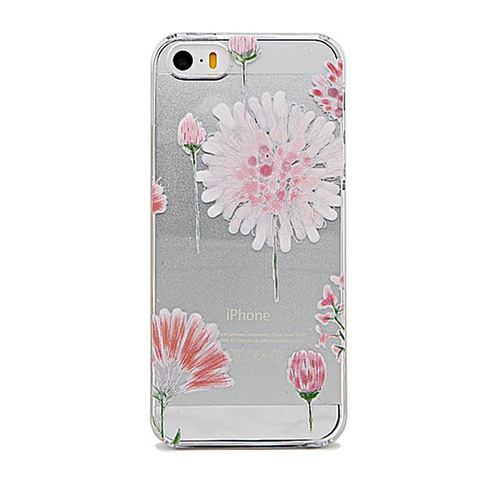 かわいい赤やピンクの花柄スマホケース 花々ピンク/透明ケース