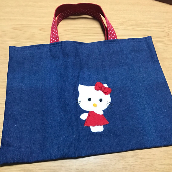 キティちゃん デニム風 レッスンバッグ トートバッグ natchan