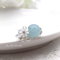 Marie's garden - グリーンオニキスと3種の天然石のワイヤーリング