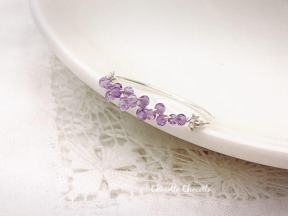 Tiny shine - ピンクアメジストのワイヤーリング 天然石 ビジュー