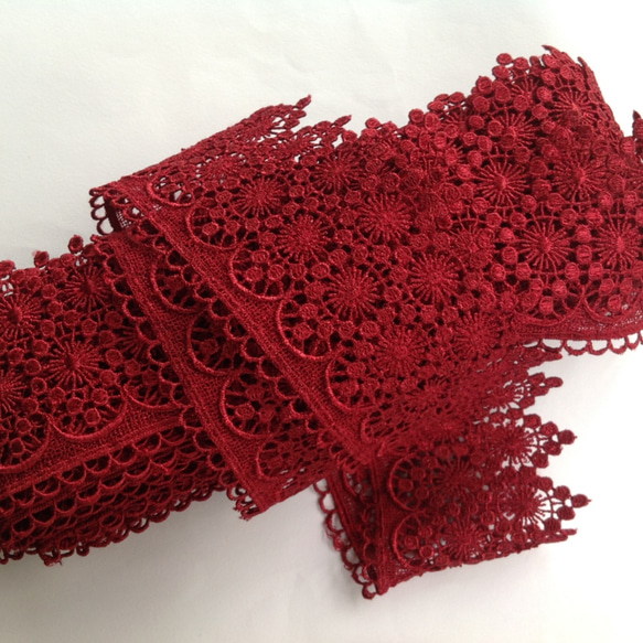 ダークレッド シンプル レース ( 幅広 ) レース Misha 通販｜Creema  