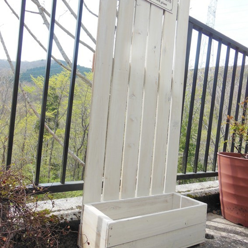 段違いパネル付きプランターL ＜ブラウン・ホワイト・ミントより