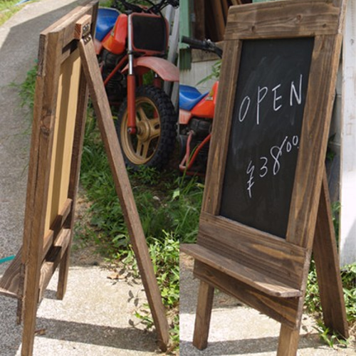 木製枠の黒板立て看板 11色より☆ハンドメイド レトロ ブラック