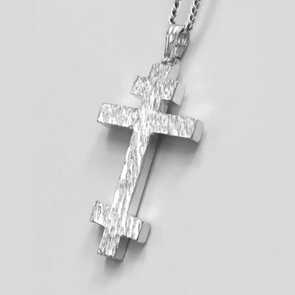ロシア正教のクロス　木肌光沢仕上げの小さなロシア十字架　rc04b 2枚目の画像
