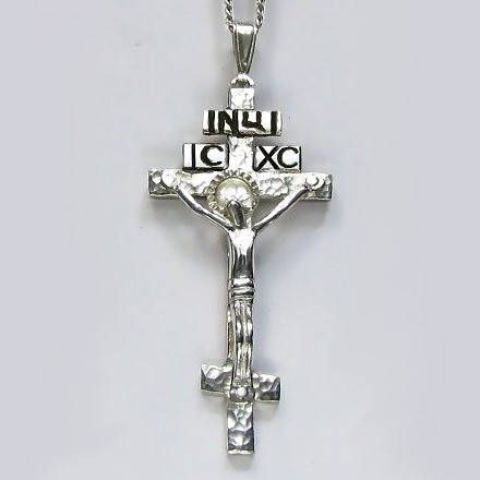 ロシア正教のクロス（八端十字架）　罪状書とモノグラムの付いた受難像（A）　rc41　ロングセラーです