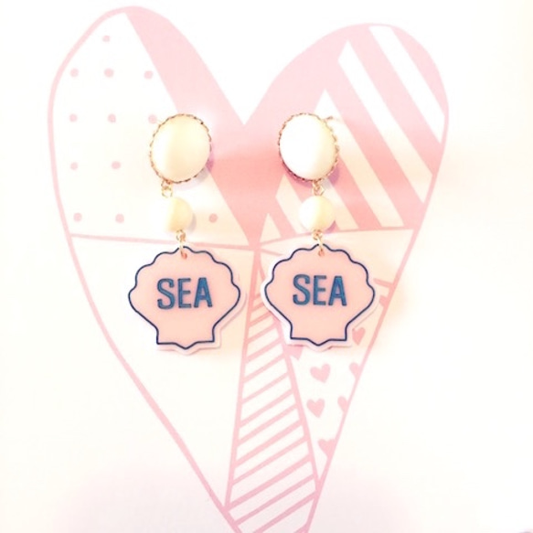 シェル×SEA！ピアス　PK 1枚目の画像