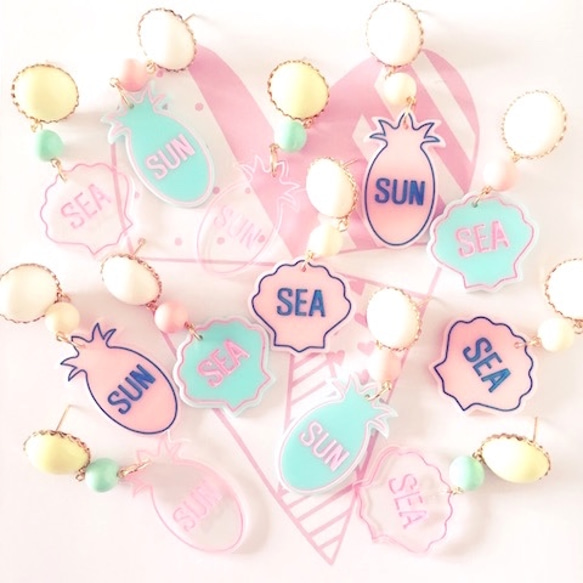 シェル×SEA！ピアス　PK 2枚目の画像