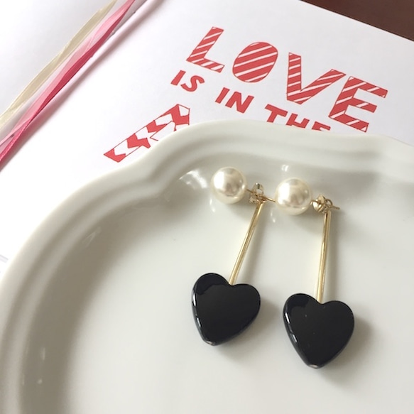 Heart×Stick ピアス BK 1枚目の画像