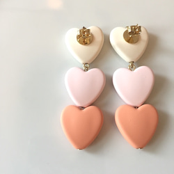 Triple♡♡♡Heart ピアス WH PK OR 2枚目の画像