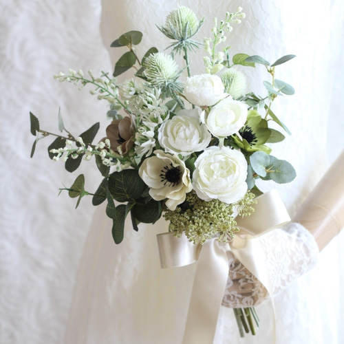 アネモネ＆ユーカリ ウェディングブーケ&ブートニア ブーケ fiore